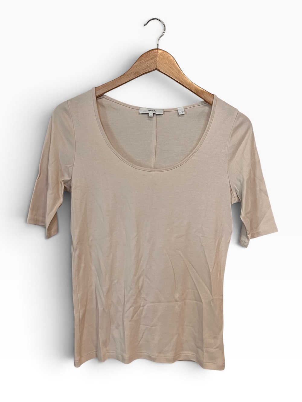 Vince Beige Pima Cotton Modal Short Sleeve Tee Shirt Size Medium